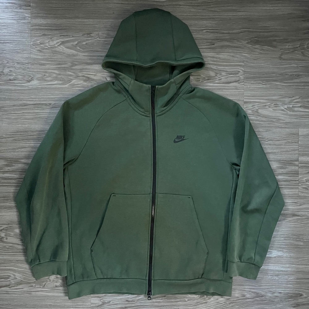 Nike Sportswear Full Zip Quilted Back Hoodie Green BV3701-337 Mens L